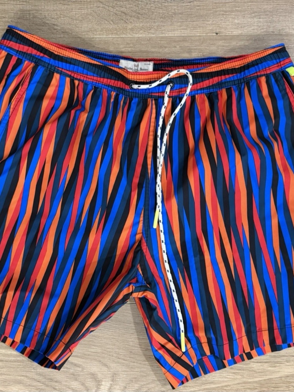 Psycho Bunny Multi-Colored Striped Board Shorts Swim Trunks Sz L